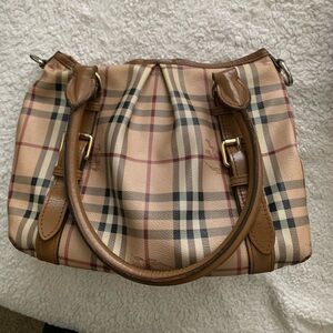 Burberry Beige and Brown Haymarket Northfield bag